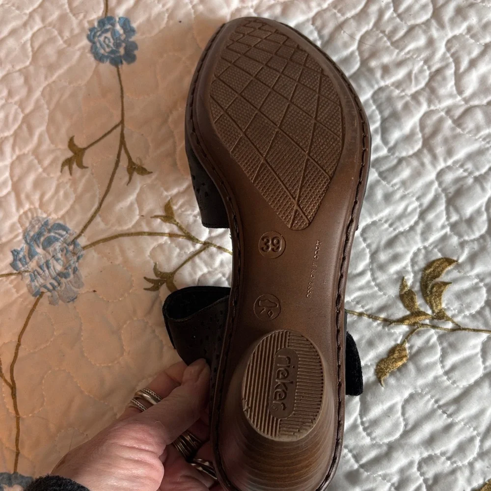 Rieker Mirjam Black Lazer-Cut Mary Jane Heeled Shoes Size 39 - Picture 10 of 16